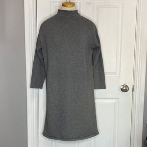 J. Jill Gray Knit Mock Neck Sweater Dress Cozy Minimalist M Petite